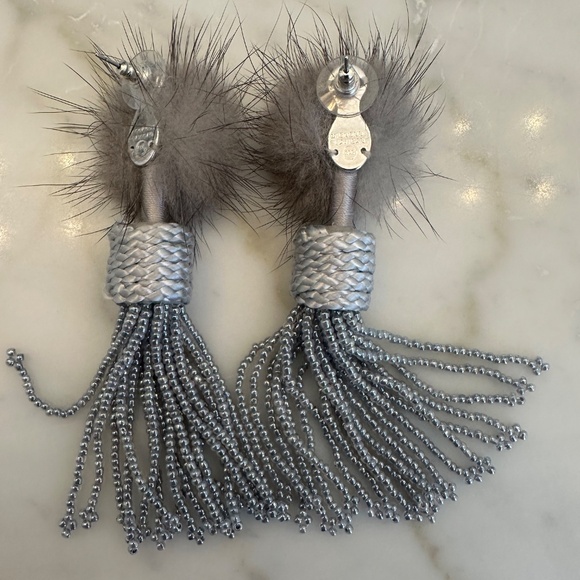 NWOT MIgnonne Gavigan mink and beaded earrings - Picture 2 of 3